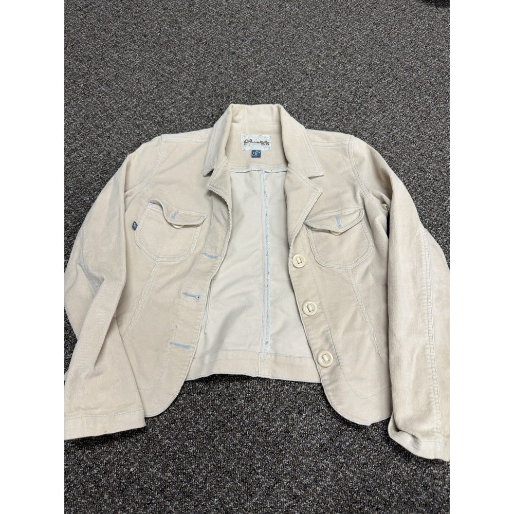 Plugg 2000s Jacket Vintage Tan Corduroy Womans Size Large Button Up Lightweight